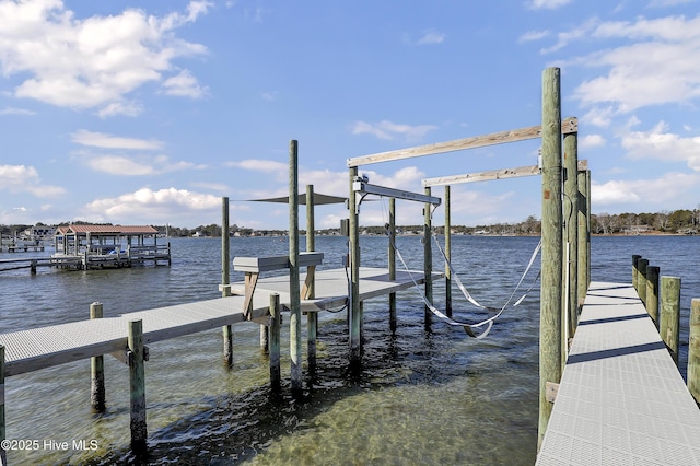 dock area featuring a water view