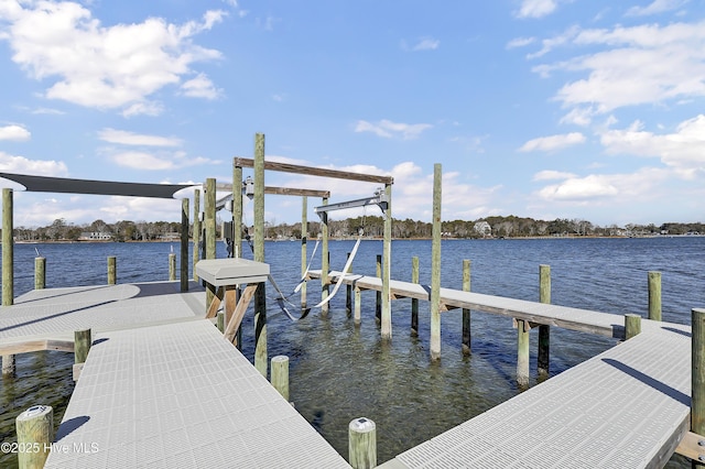 dock area featuring a water view