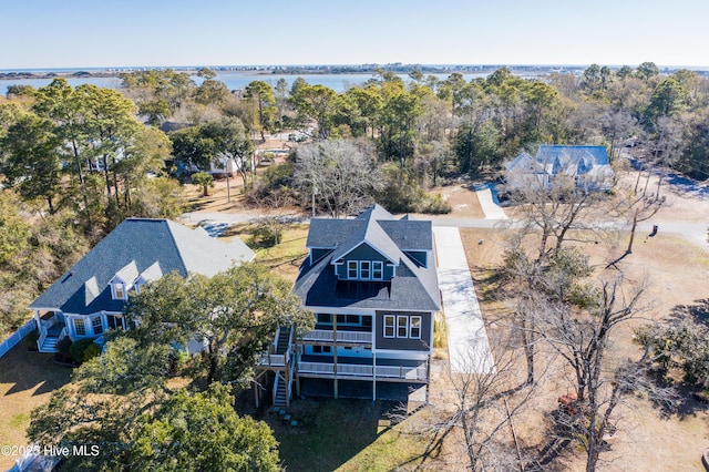 bird's eye view featuring a water view