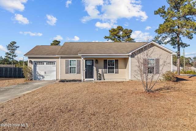 single story home featuring a garage