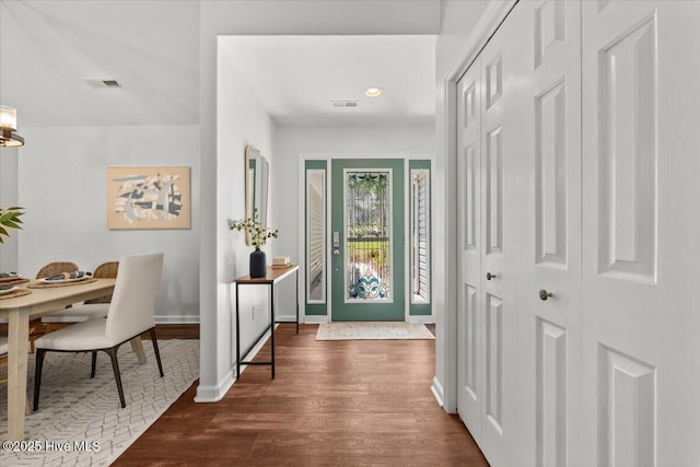 4 Emerald Ln, Pinehurst, NC 28374 - entryway featuring dark wood-style floors, baseboards, and recessed lighting