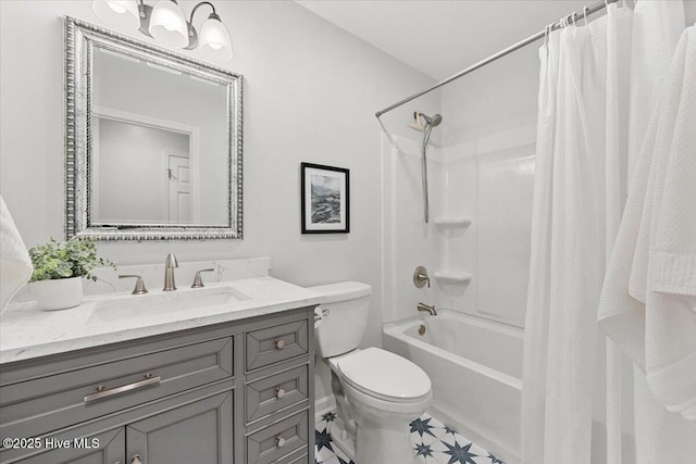4 Emerald Ln, Pinehurst, NC 28374 - bathroom featuring toilet, vanity, and shower / bath combination with curtain
