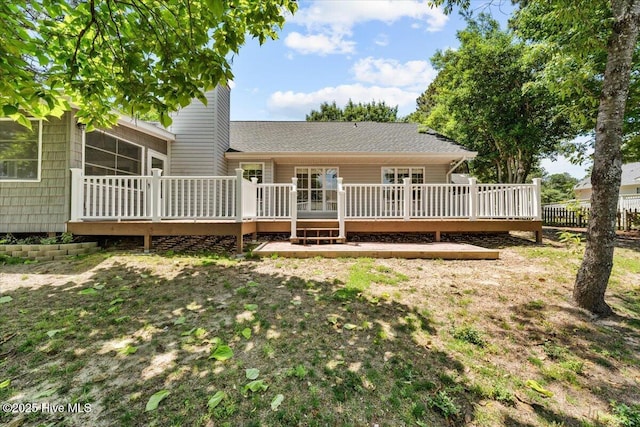 4 Emerald Ln, Pinehurst, NC 28374 - rear view of property featuring a wooden deck and roof with shingles
