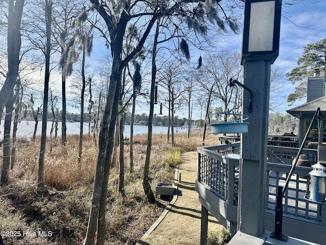 view of yard featuring a water view