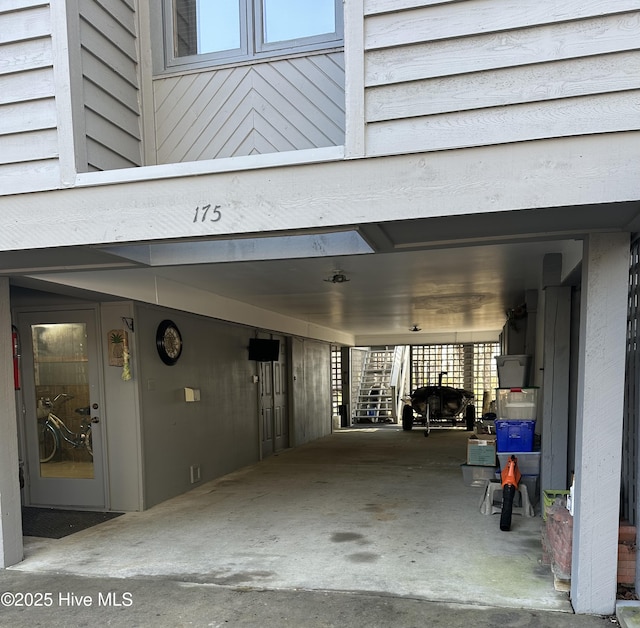 view of garage