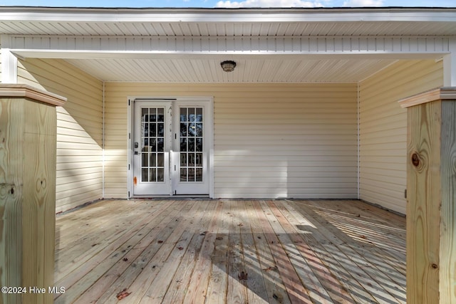 wooden deck with french doors