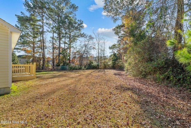 view of yard featuring a deck