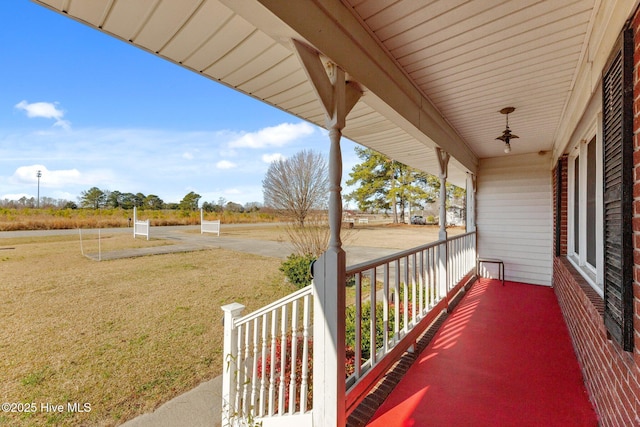 balcony featuring a porch