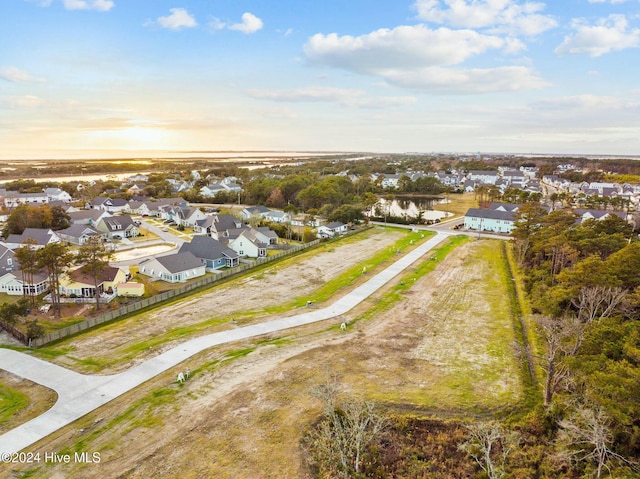 view of aerial view at dusk