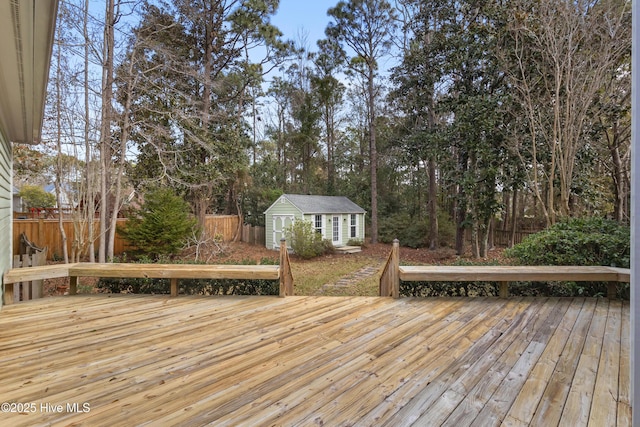 deck featuring an outbuilding