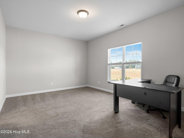 view of carpeted office space