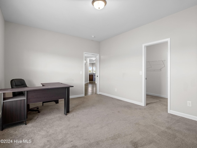 office space with light colored carpet