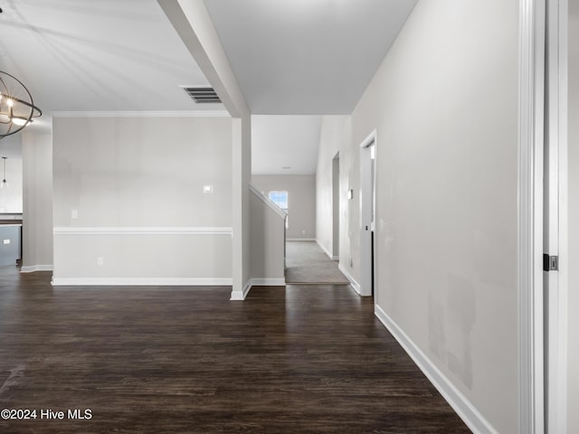 hallway featuring dark wood-type flooring