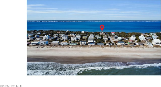 aerial view with a water view and a residential view