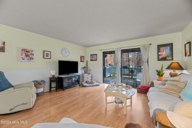 living room featuring light wood-type flooring