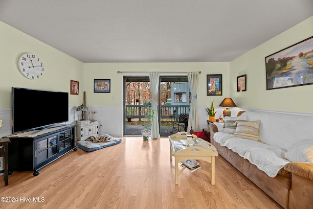 living room with light hardwood / wood-style flooring