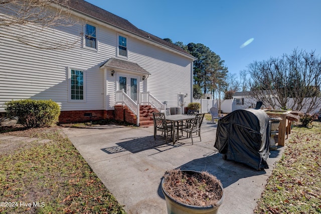 view of patio featuring grilling area and french doors