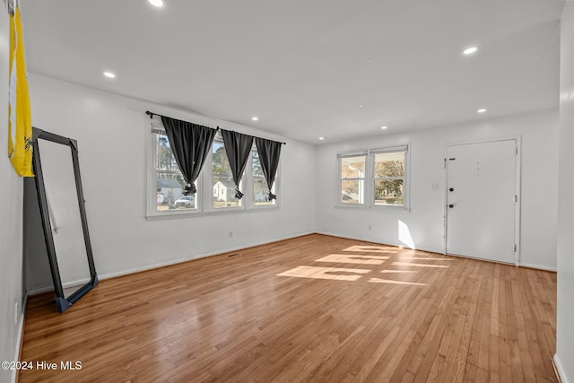 interior space with light hardwood / wood-style floors