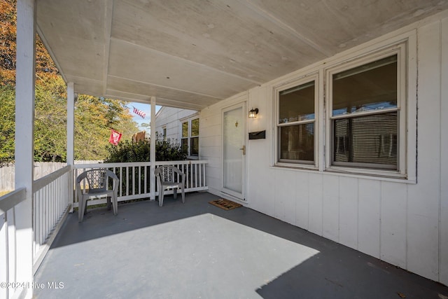 view of patio featuring a porch