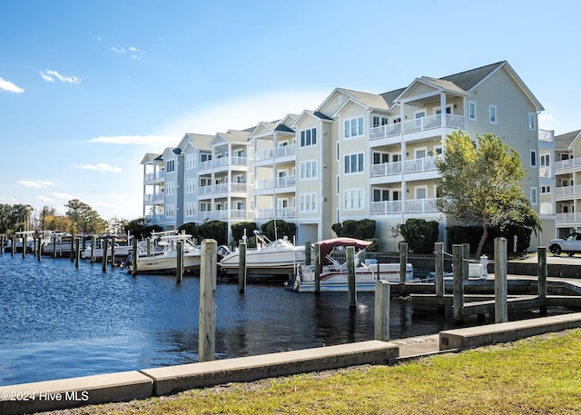 exterior space featuring a water view