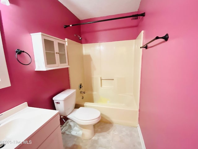 full bathroom featuring toilet, vanity, and shower / tub combination