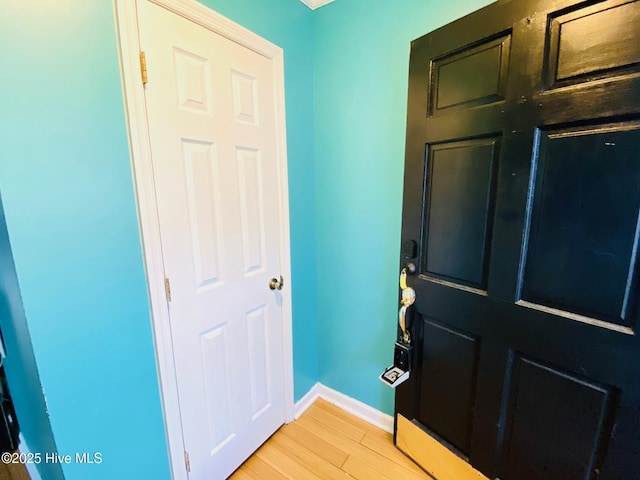 entrance foyer with light hardwood / wood-style floors