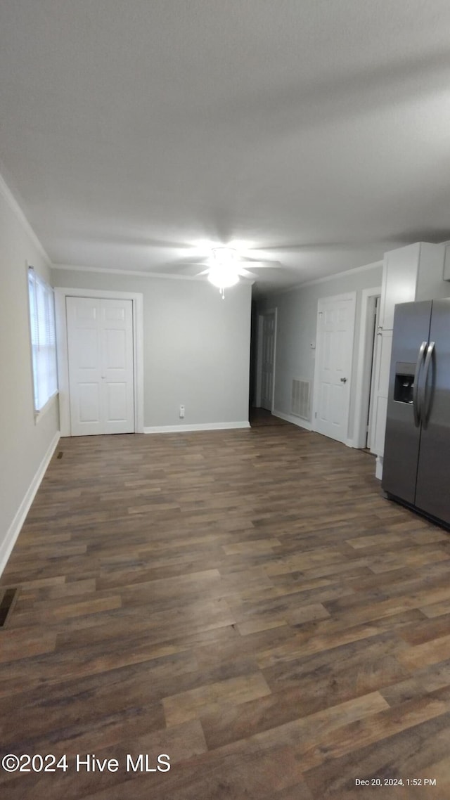 interior space with dark wood-type flooring