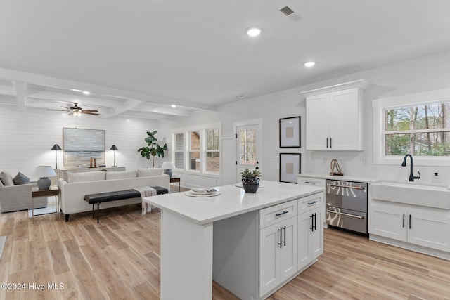 kitchen with a healthy amount of sunlight, white cabinetry, and sink