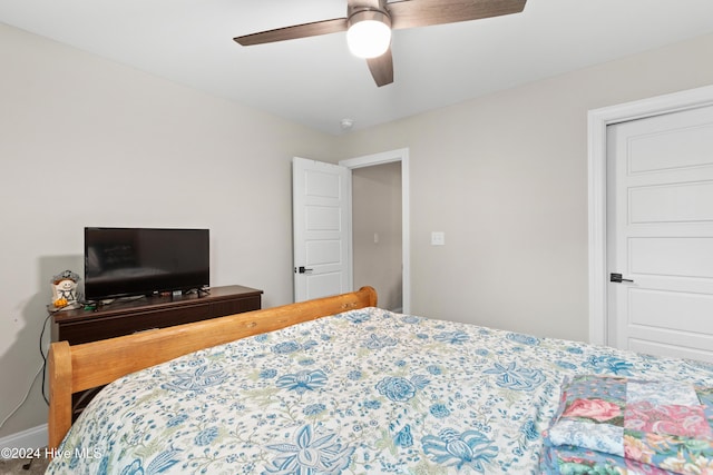 bedroom featuring ceiling fan