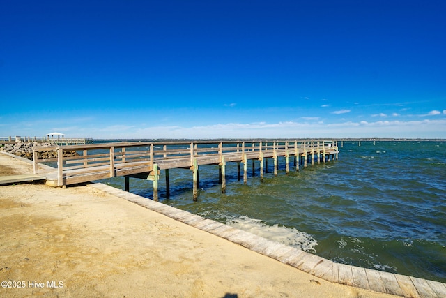 view of dock with a water view and a pier