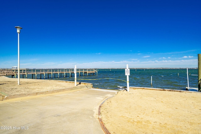 view of dock featuring a water view