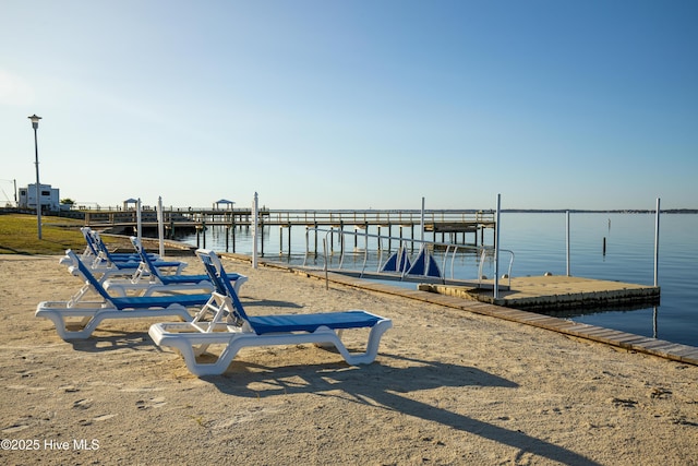 view of dock featuring a water view