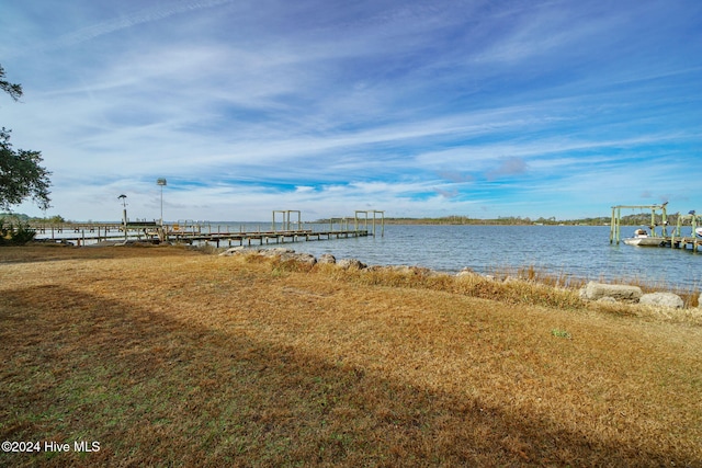 view of dock featuring a water view