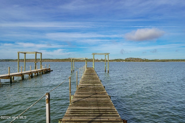 dock area featuring a water view