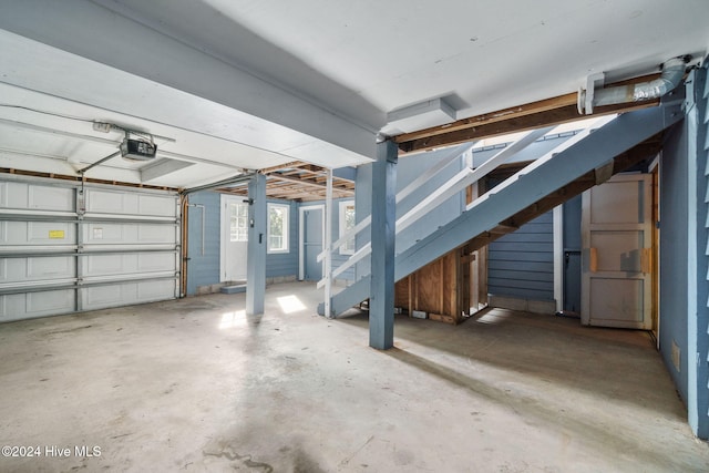 garage with a garage door opener