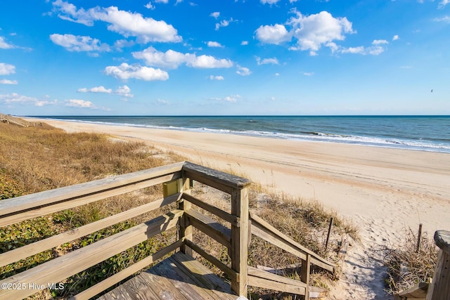 property view of water featuring a view of the beach