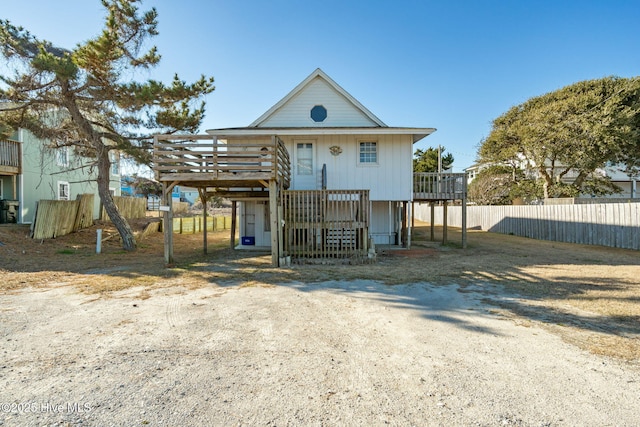 view of front of property with a deck