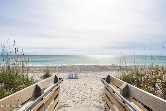 view of water feature featuring a view of the beach