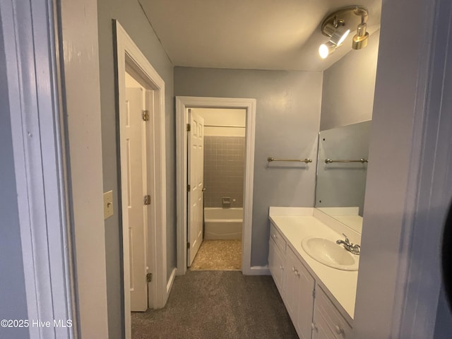 bathroom with vanity and independent shower and bath