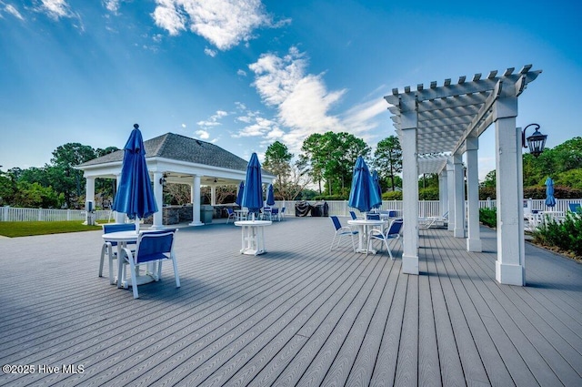 deck featuring a pergola and a gazebo