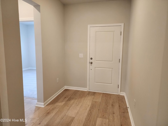 interior space with light hardwood / wood-style flooring