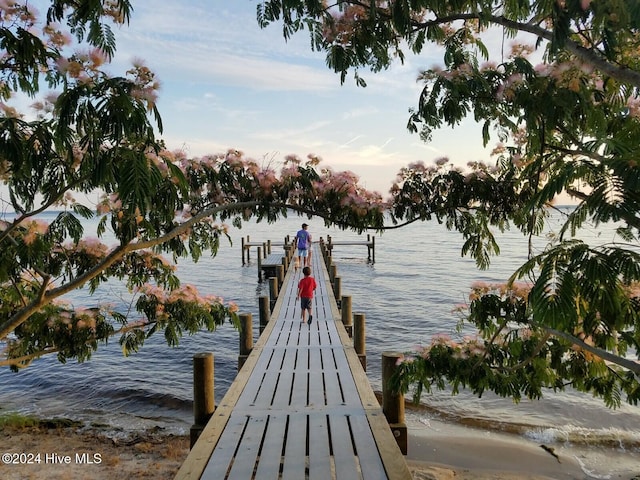 view of dock featuring a water view