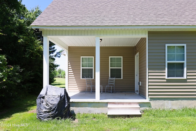 deck with a porch