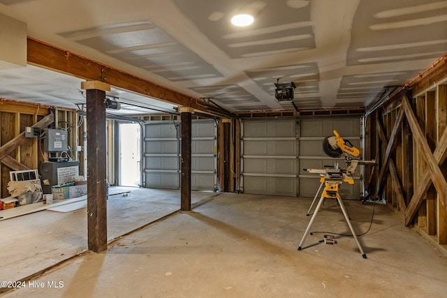 garage with a garage door opener