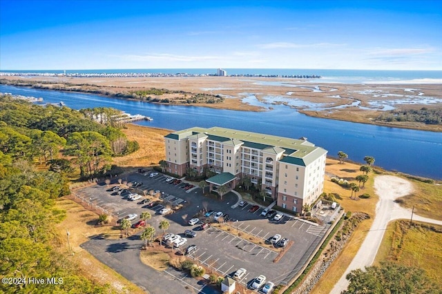 bird's eye view featuring a water view