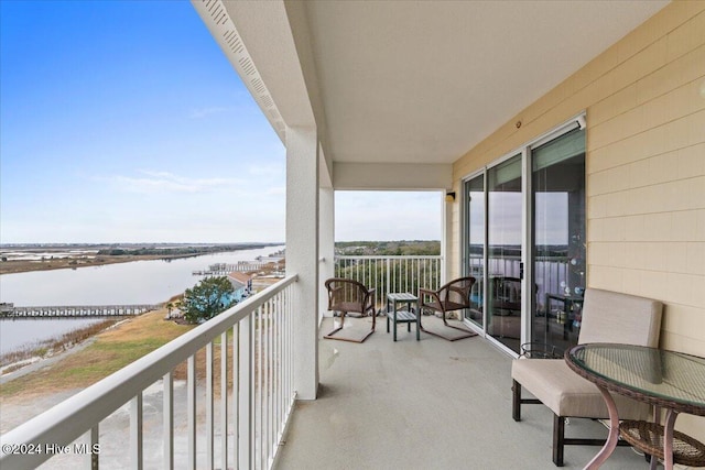 balcony with a water view