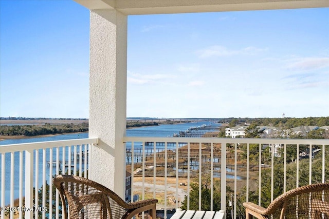 balcony with a water view