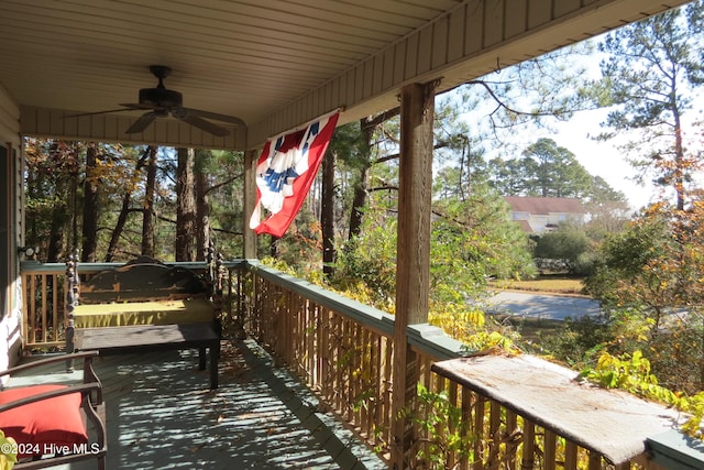 view of patio / terrace featuring ceiling fan