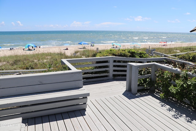 view of water feature with a view of the beach