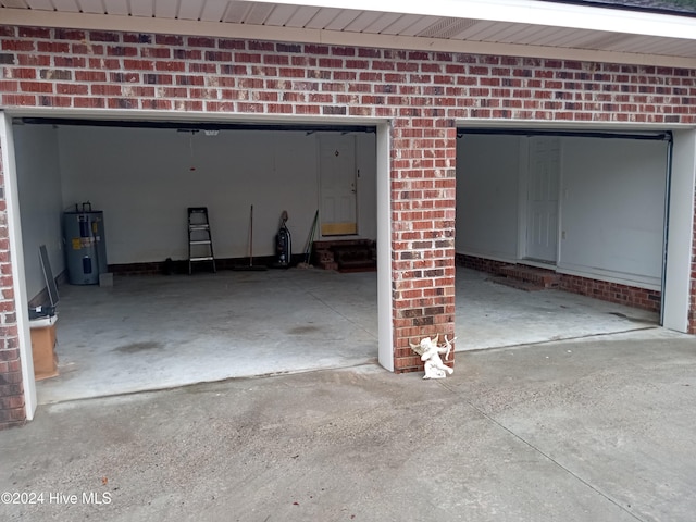 garage with electric water heater